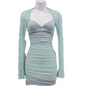 💜NWT Oh Polly Mint Green Pearl BodyCon Dress